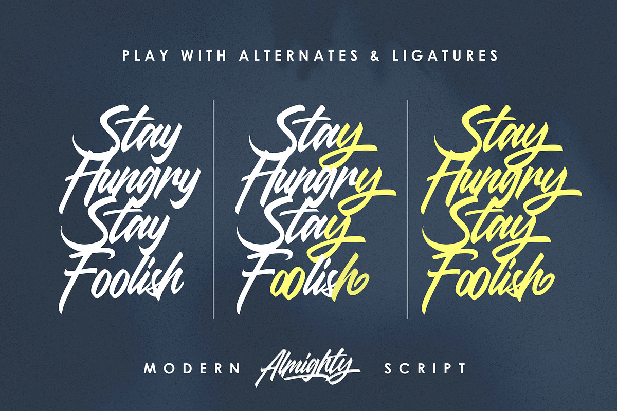 Almighty - Modern Script, a Script Font by Godzillab (Photo 9 of 10)