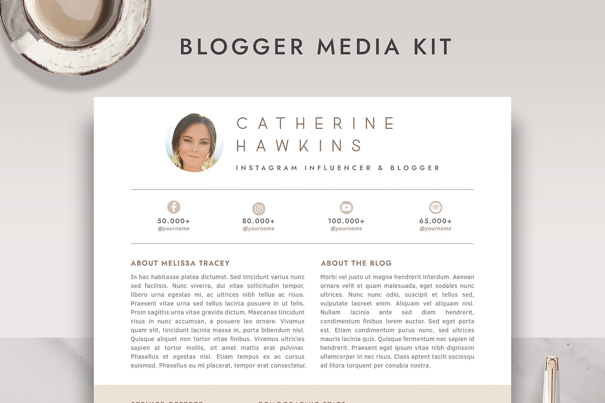 Media Kit for Blogger Template BM009, a Flyer Template by Draca Design Co (Photo 1 of 2)