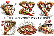 Quirky Valentine's Pizza Clipart, an Illustration by OK Design (Thumbnail 3 of 6)