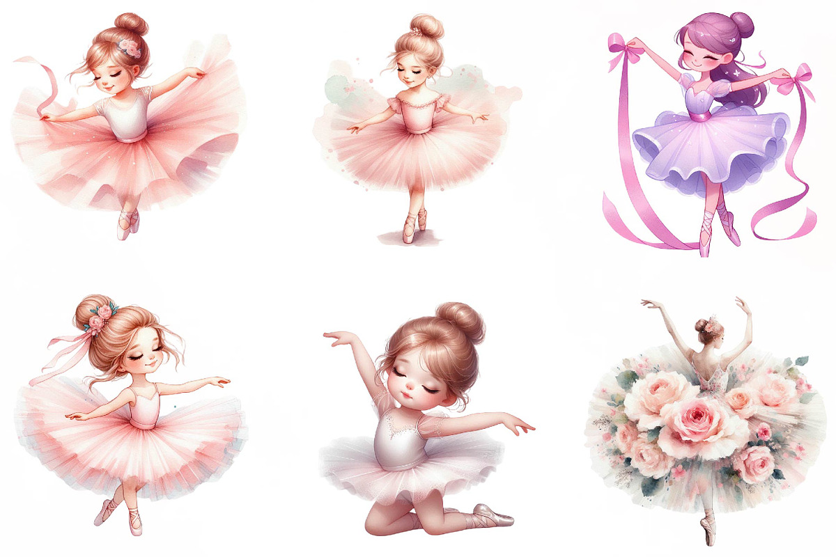 Sweet Ballerina Clipart Bundle, an Illustration by Designking (Photo 2 of 3)