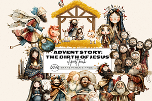BIBLICAL ADVENT STORY MEGA CLIPART, a Person Illustration by Daring Digies