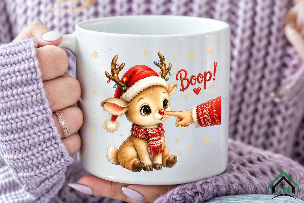 Funny Boop Christmas Baby Reindeer, a Seasonal Illustration by Craft Nest (Photo 6 of 6)