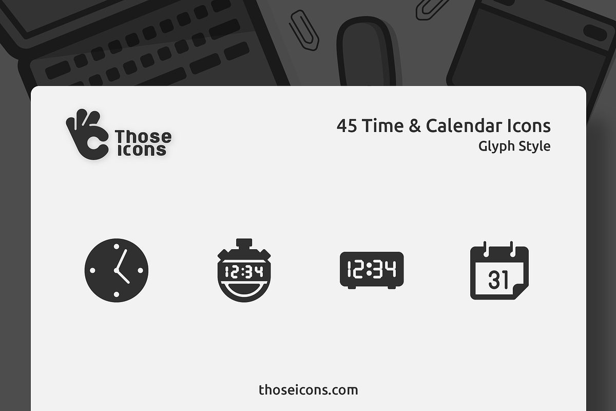 45 Time & Calendar Glyph Icon, a Solid Icon by Those Icons (Photo 1 of 2)