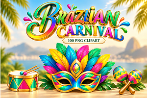 Brazilian Carnival – 100 PNG Clipart, an Object Illustration by MarisoArt