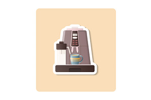 Coffee Machine Sticker Illustration