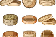 Bamboo steamer baskets for cooking, an Object Graphic by pikepicture (Thumbnail 3 of 3)