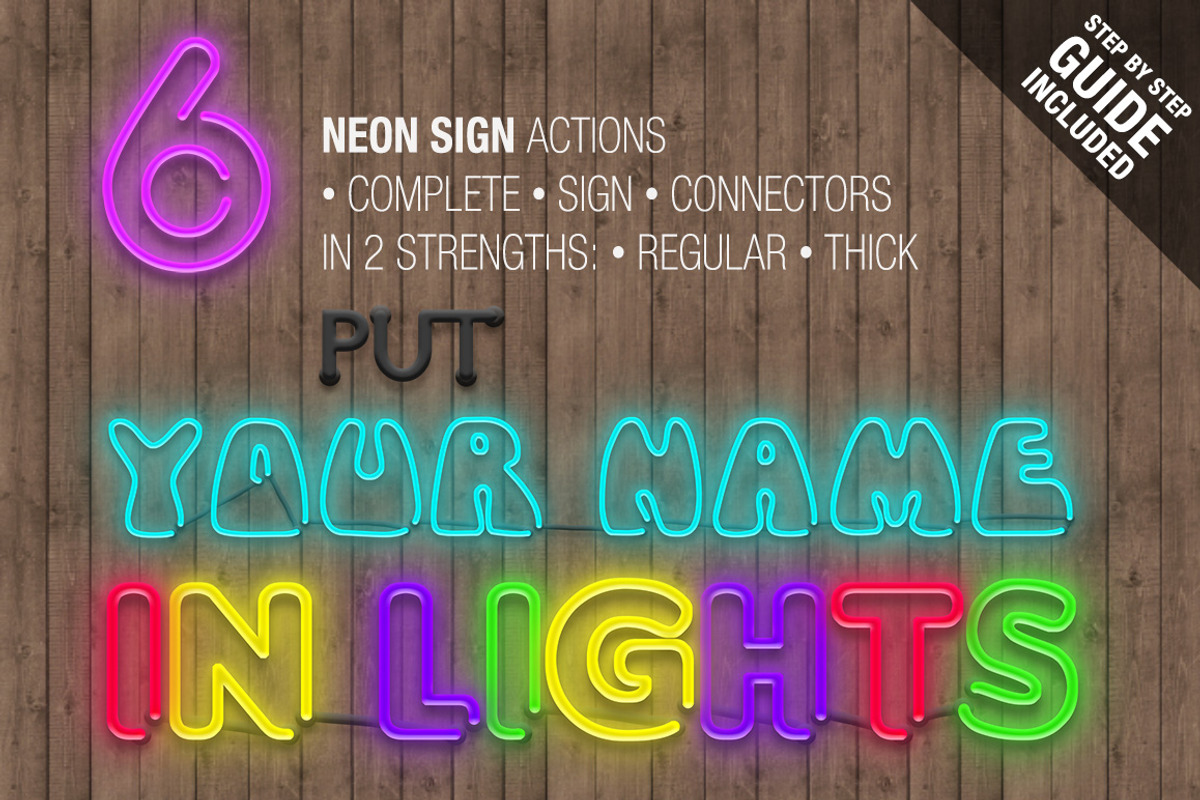 Neon Sign Actions, an Action Add-On by WhiteSpace Design Studio (Photo 2 of 3)