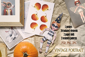 Vintage portrait/ paper dolls