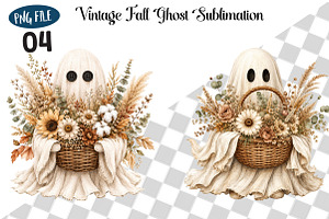 Vintage Fall Ghost Sublimation, a Seasonal Illustration by CreationArt