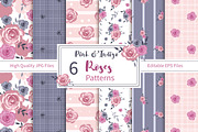 Pink & Indigo Roses Seamless Pattern, a Pattern Graphic by DrawStudio1988 (Thumbnail 1 of 8)