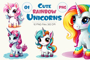 Cute rainbow unicorns 01. PNG Bundle, an Animal Illustration by KENO Mascots (Thumbnail 1 of 9)