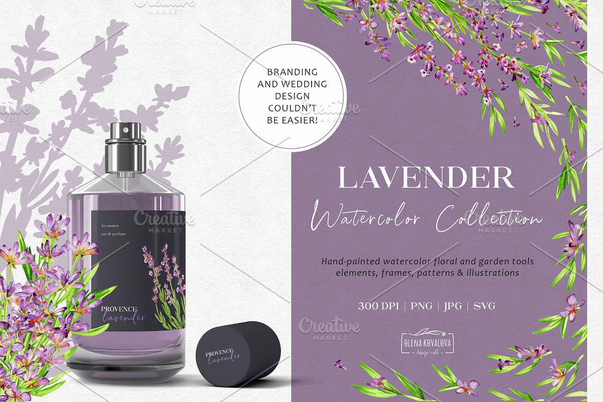 Lavender Watercolor Bundle, a Decorative Illustration by Olena Kovalova Design (Photo 9 of 11)