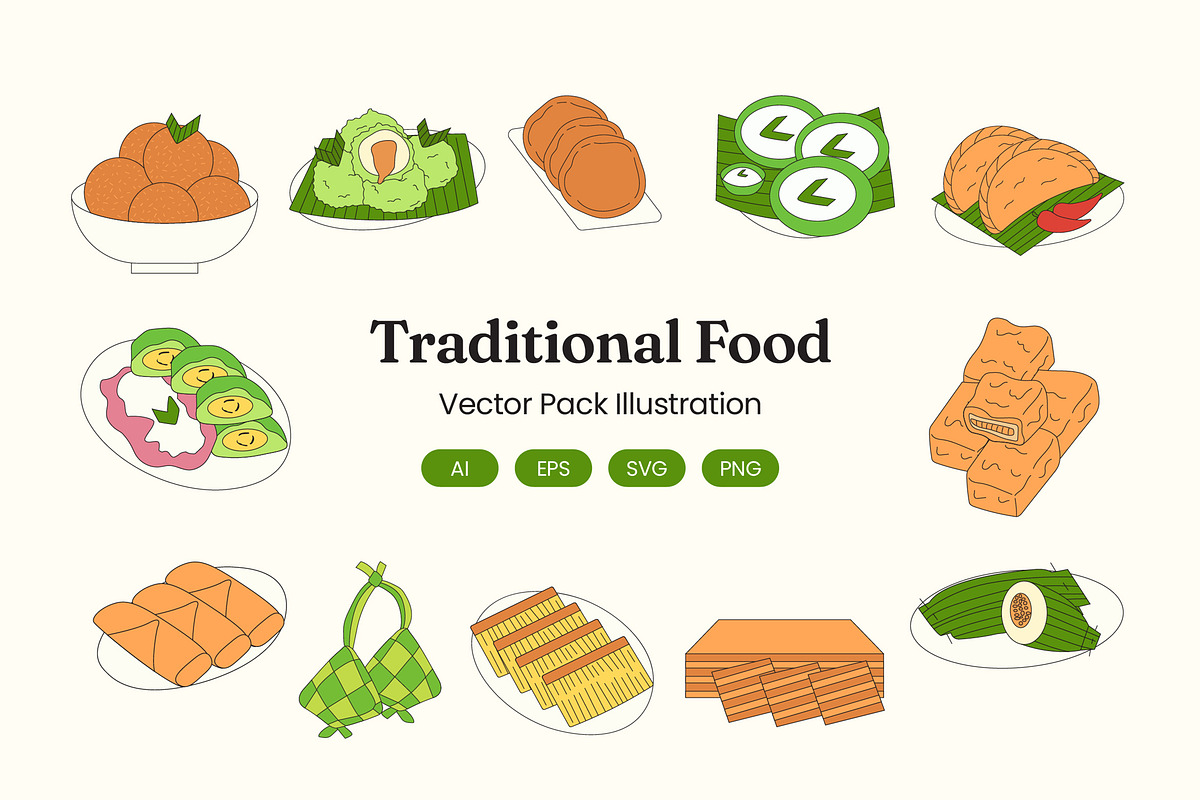 Indonesian Traditional Food Pack, a Graphic by Rahardi Creative