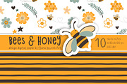 Bees, Honey Cartoon Digital Paper, a Pattern Graphic by Elena Dorosh (Thumbnail 6 of 6)