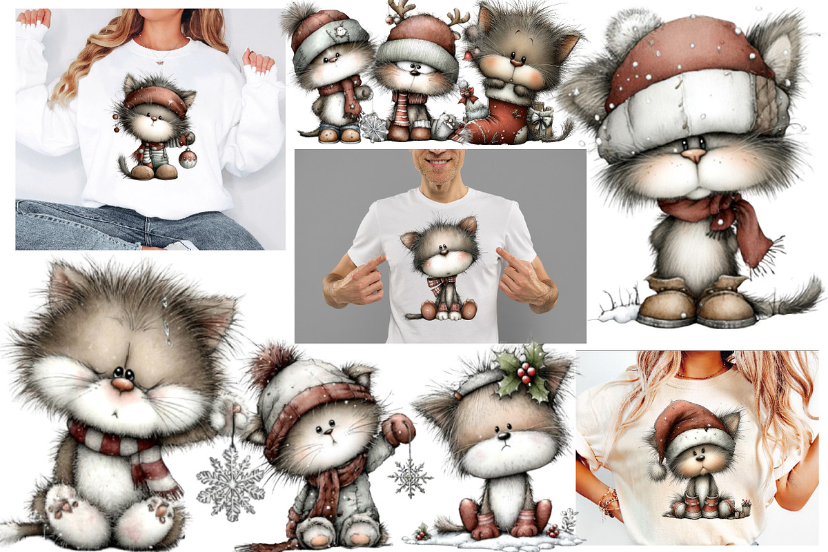 Whimsical Cat Christmas Clipart, an Illustration by Designworld (Photo 4 of 5)