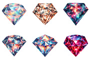 Watercolor Diamond Clipart Bundle, an Illustration by cherrydesign (Thumbnail 2 of 4)
