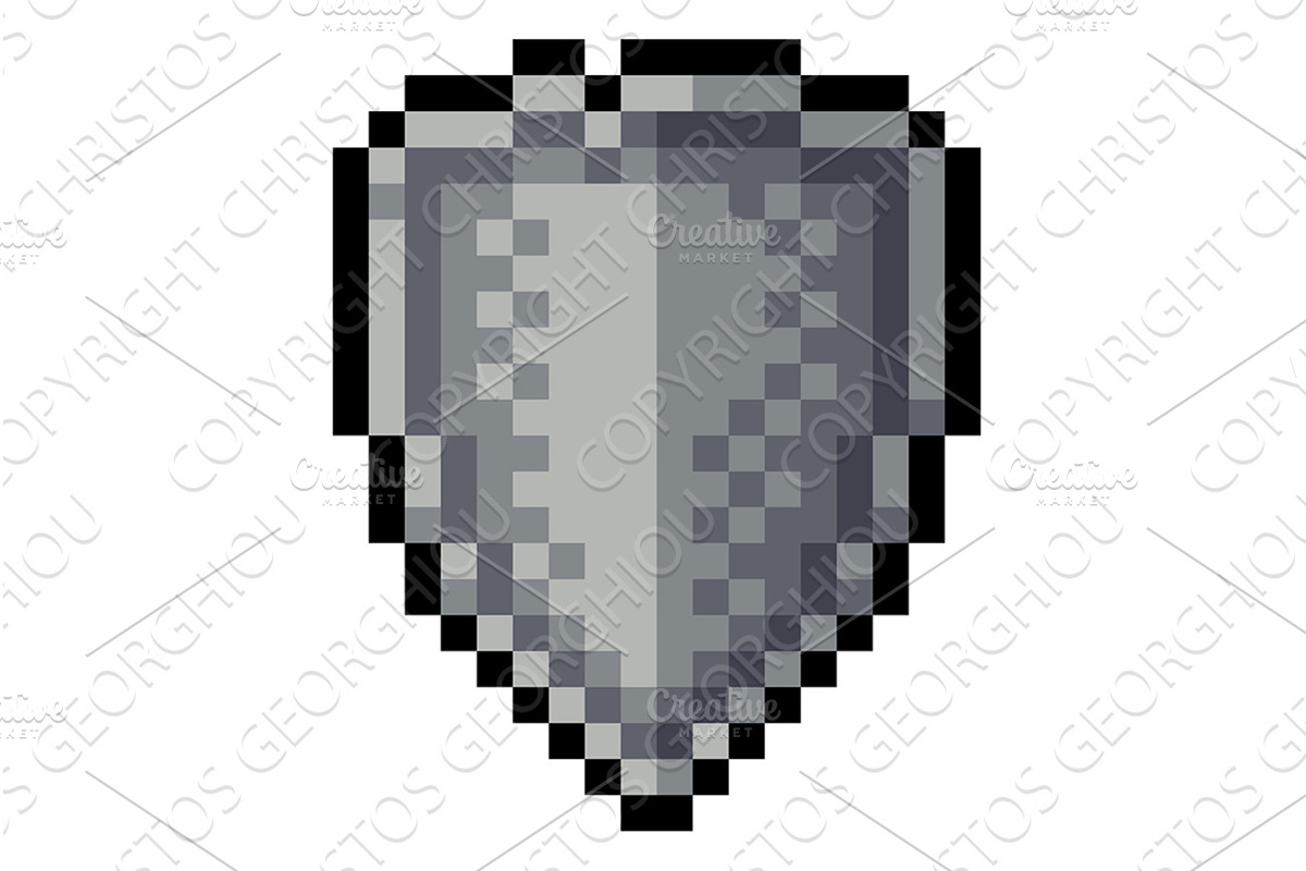 Pixel Art Steel Shield Video Game, an Object Illustration by Christos ...
