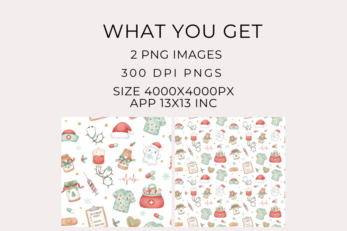 Christmas Nurse Seamless Pattern, a Decorative Illustration by Anca Digital Vibe (Photo 6 of 7)