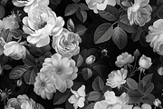 Vintage Black White Flowers, a Background Graphic by Printable Treasure (Thumbnail 3 of 8)