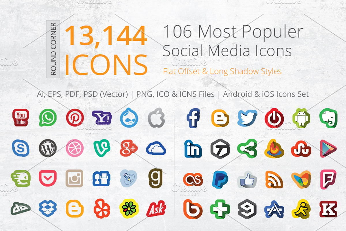 212 Offset Social Media Icons