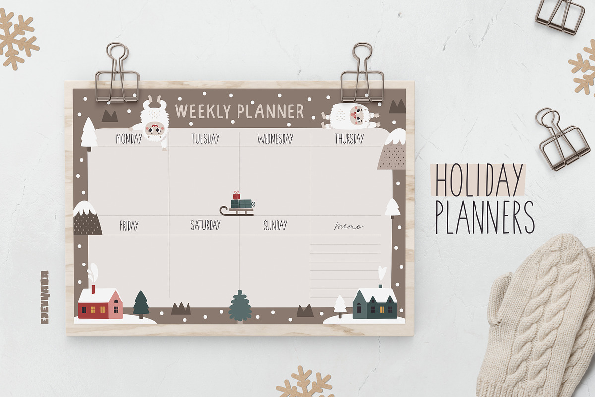 Christmas Yeti Clipart & Patterns, a Seasonal Illustration by Ejevyaka (Photo 9 of 11)