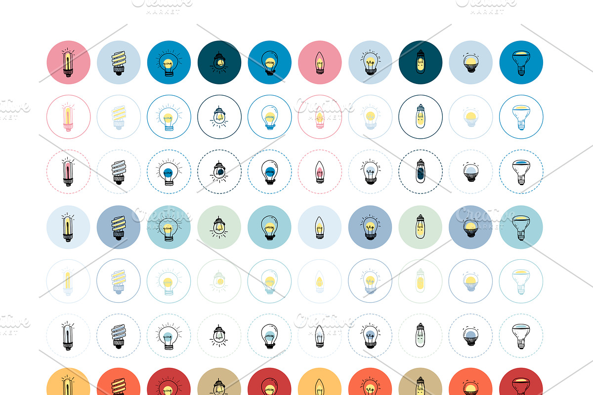 Vector of a set of light bulbs, an Illustration by rawpixel