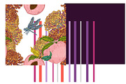 Peach, Chrysanthemum and Dragonfly, a Pattern Graphic by NayaChu (Thumbnail 2 of 9)