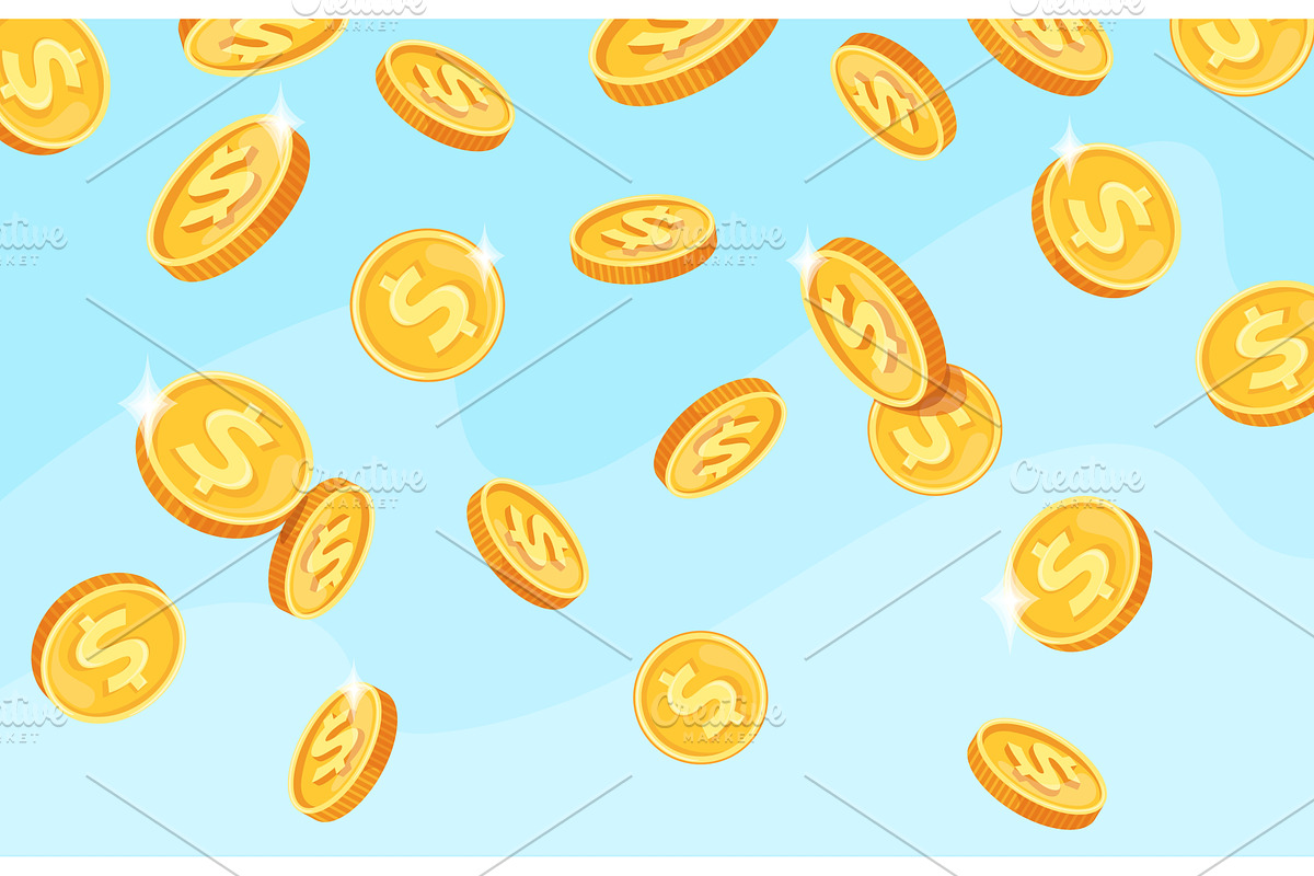 Falling coins. Cartoon golden flying, a Finance Illustration by Stock-Smart-Start