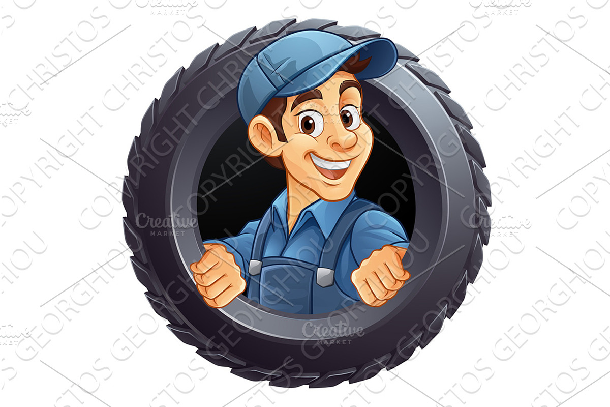 Tyre Tire Car Service Mechanic, an Illustration by Christos Georghiou