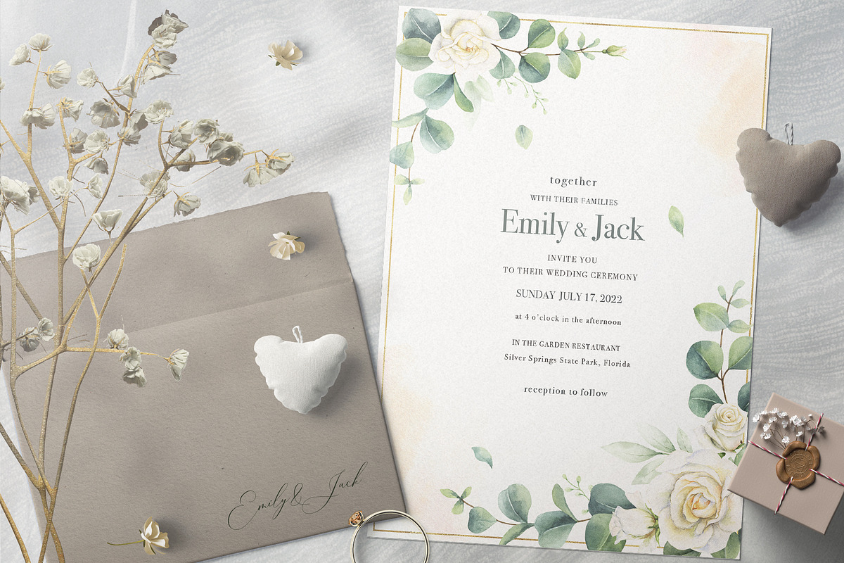 Eucalyptus Wedding Stationary, an Illustration by Elena Medvedeva (Photo 5 of 8)