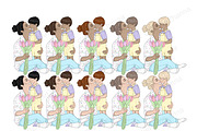 Mother's Day Pastel Girls Clipart, a Person Illustration by GlamArtZhanna (Thumbnail 4 of 5)