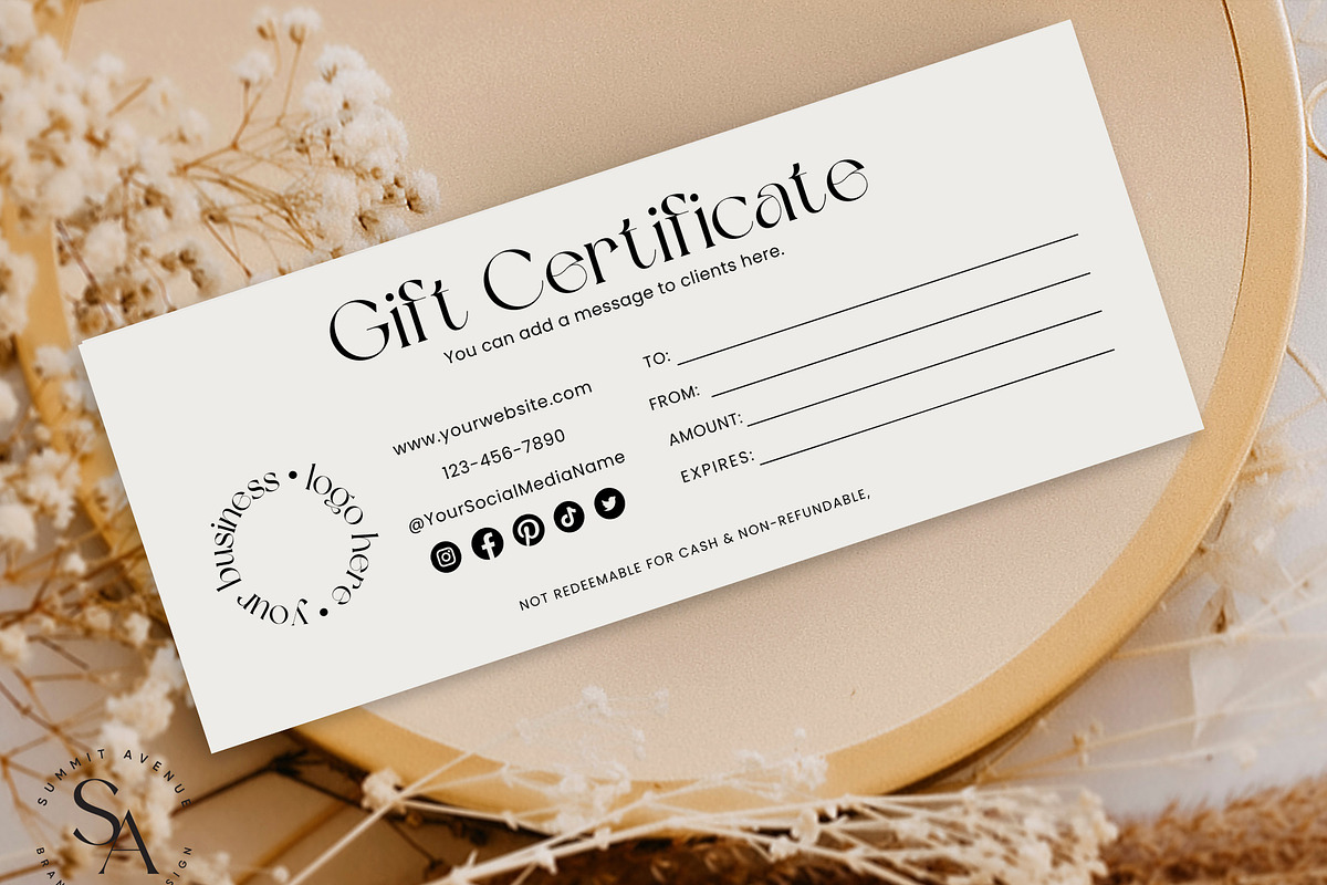 Luxury Gift Certificate Canva Design, a Business Card Template by Summit Avenue (Photo 2 of 6)