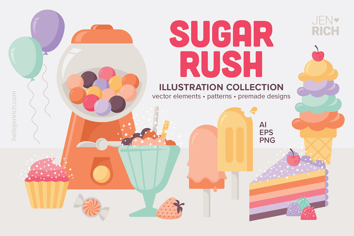 Sugar Rush Illustration Collection, a Decorative Illustration by hellojenrich (Photo 1 of 8)