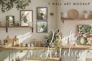 Farm Kitchen Wall Frames Mockup, a Mockup by DreamRecreations