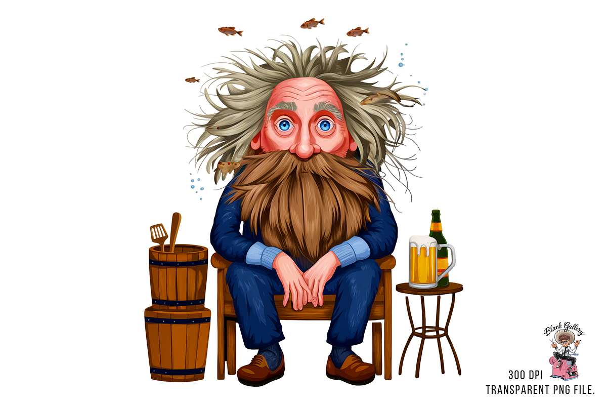Quirky Old Fisherman Clipart PNG, a Graphic by Clipart Bloom (Photo 7 of 13)
