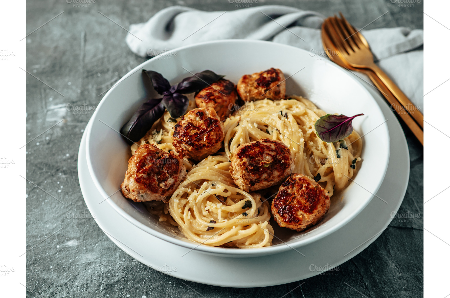Meatballs Pasta Carbonara, a Food & Drink Photo by Fascinadora