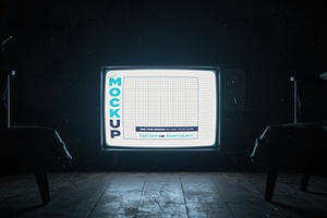 Old Style Tv Screen Terror Mockup, a Product Mockup by Luuqas Design
