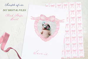 Pink Stripe Hearts Valentines Day