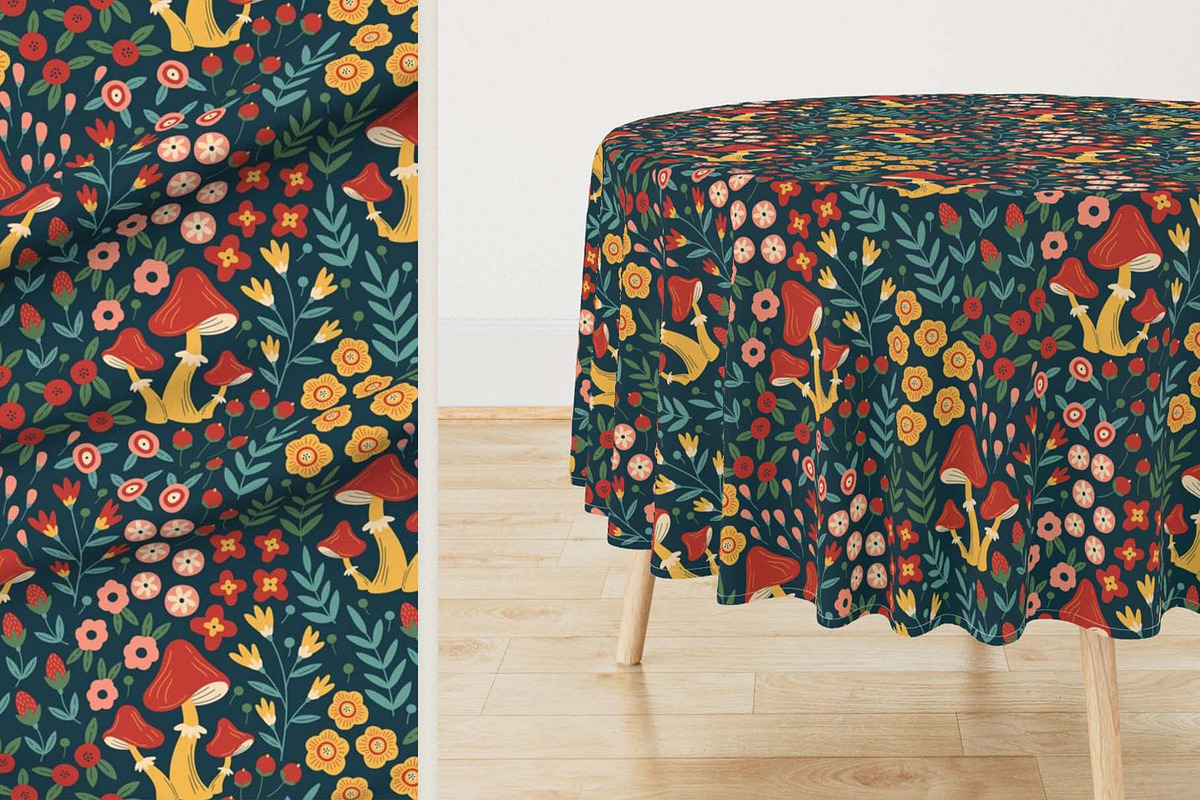 Woodland Mushrooms Seamless Pattern, a Wallpaper Graphic by Irina Ostapenko (Photo 5 of 5)