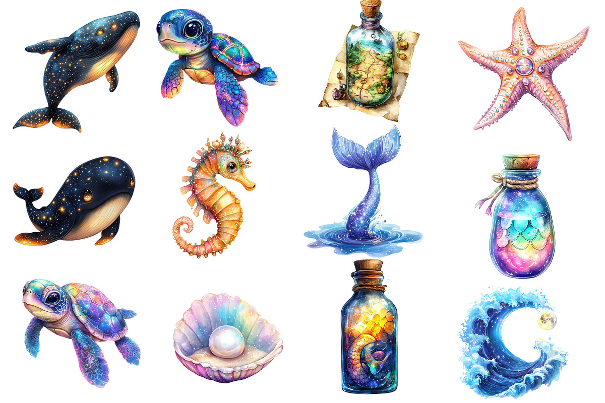 Magical Ocean Sublimation Clipart, an Illustration by Watercolor design (Photo 2 of 5)