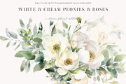 White and Cream Peonies and Roses, a Decorative Illustration by Twigs and Twine (Thumbnail 1 of 6)