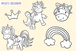 Cute Unicorns Digital Stamps