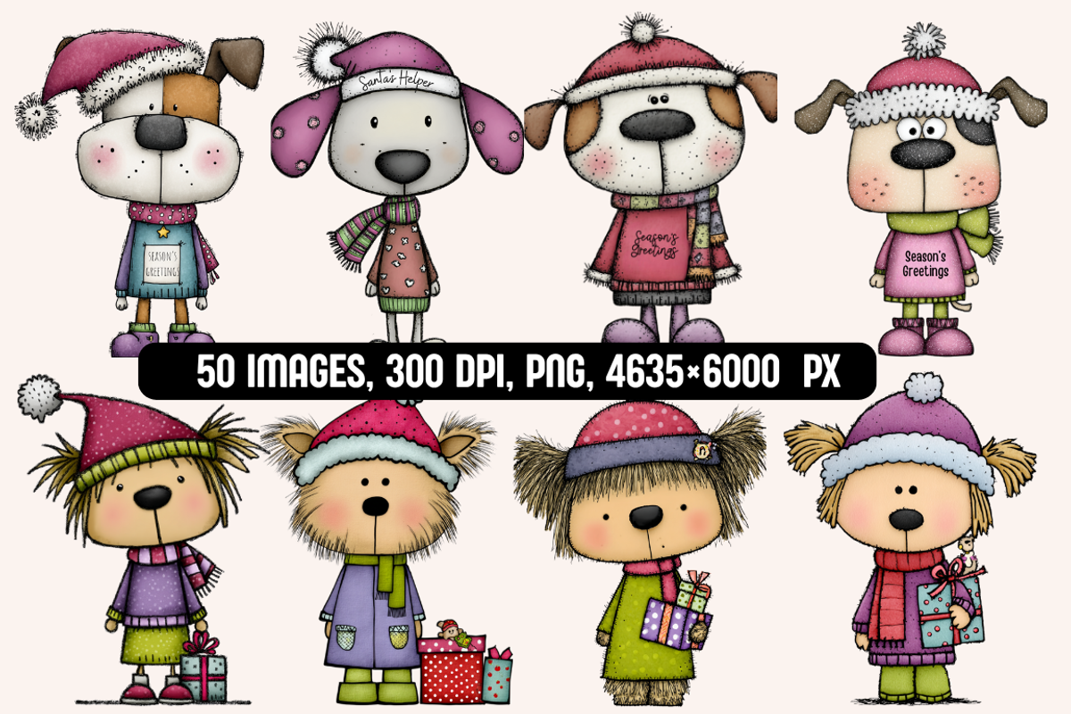 Quirky Christmas Dogs illustrations, an Animal Illustration by PrintHaven Designs (Photo 5 of 9)