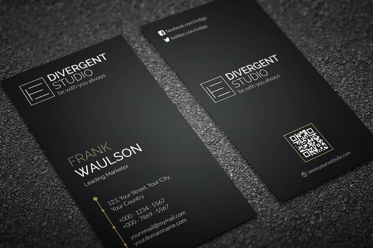Vertical Business Card, a Business Card Template by Divergent Studio (Photo 2 of 3)