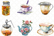 Watercolor Tea Time Clipart Bundle, an Illustration by Black Bird Studio (Thumbnail 4 of 6)