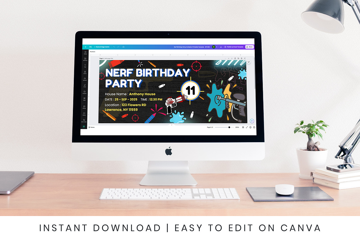 Nerf Birthday Invitation Ticket Temp, an Invitation Template by Snapybiz (Photo 4 of 11)