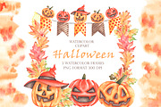 Halloween watercolor set. Pumpkins., a Seasonal Illustration by SabinaWatercolorArt (Thumbnail 7 of 14)