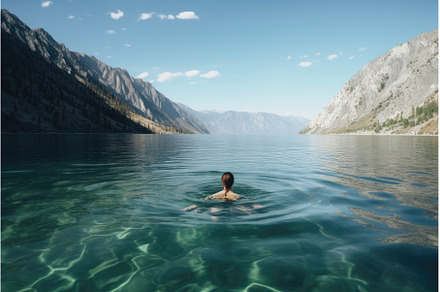 person, swimming in crystal-clear, a Sports & Recreation Photo by Sergey Kotenev