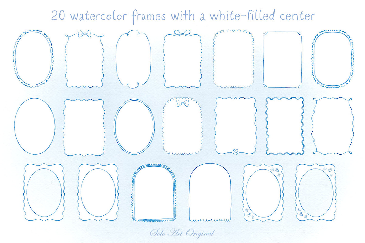 Baby Blue Watercolor Frames Set, an Object Graphic by Solo Art Original (Photo 5 of 14)