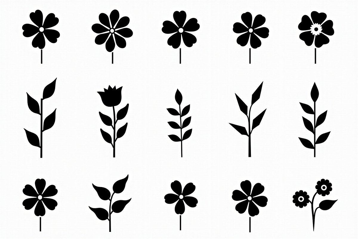 16 elegant black floral silhouettes, an Illustration by Amazin_art (Photo 14 of 17)